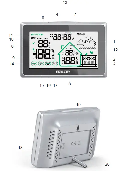 BALDR WEATHER STATION CLOCK DIGITAL - الصورة 3